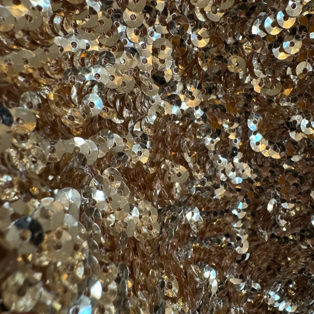 Alice + Olivia Metallic Gold Sequin Sleeveless Mini Dress Scoop Neck - Picture 10 of 11